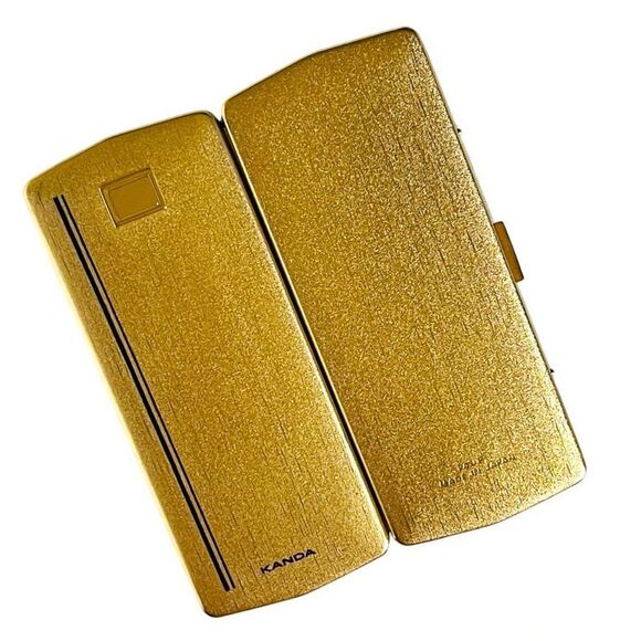 Vintage Kanda Gold Tone Black Details Brown Velvet Interior Replacement Case - Picture 5 of 11